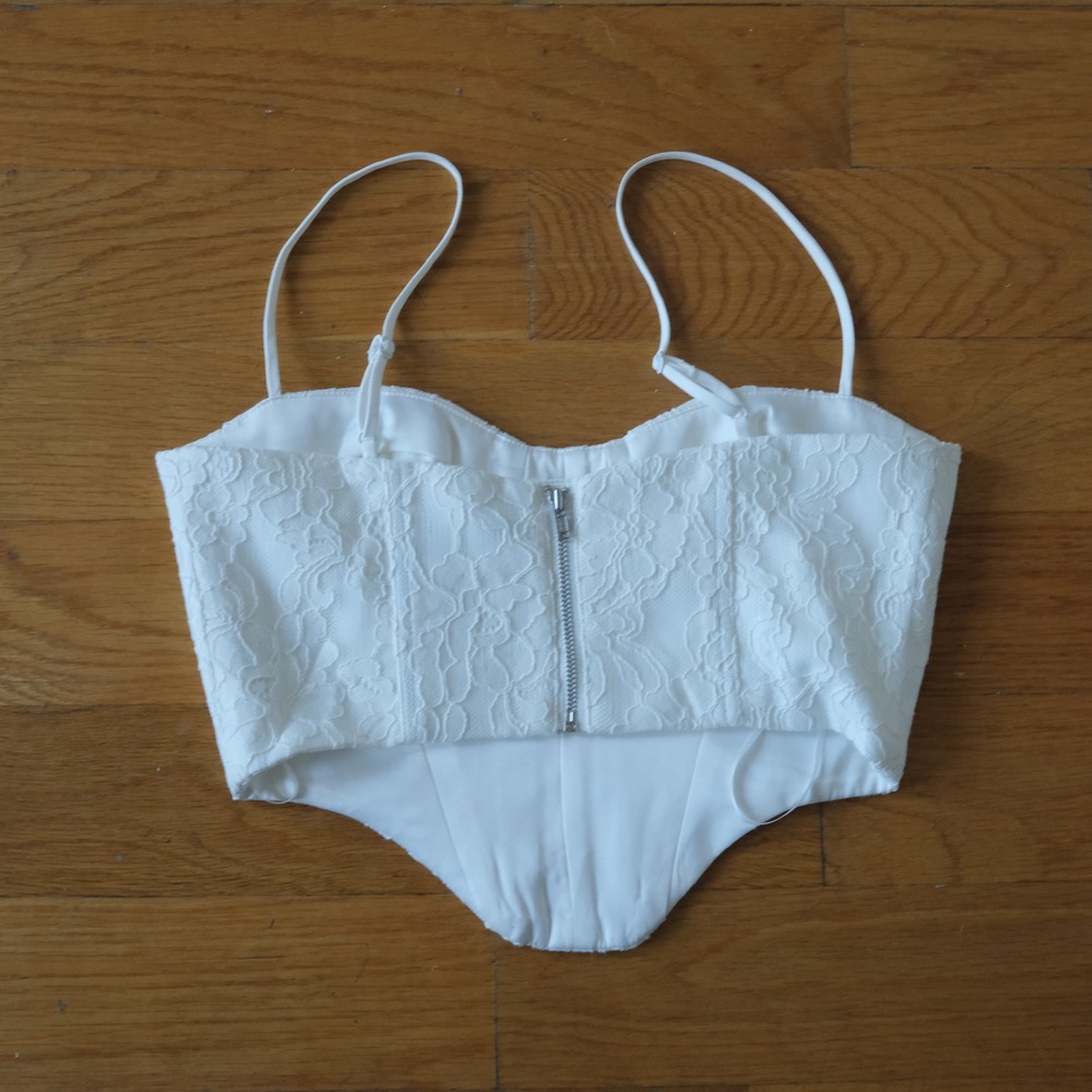 Bardot Corset Top Womens White Lace Bustier Romantic Coquette XS - Picture 5 of 8